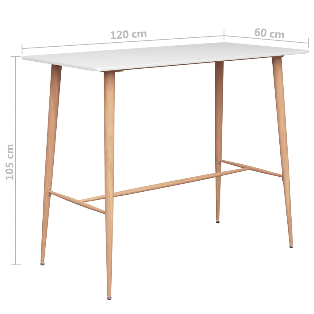 Barbord hvit 120x60x105 cm