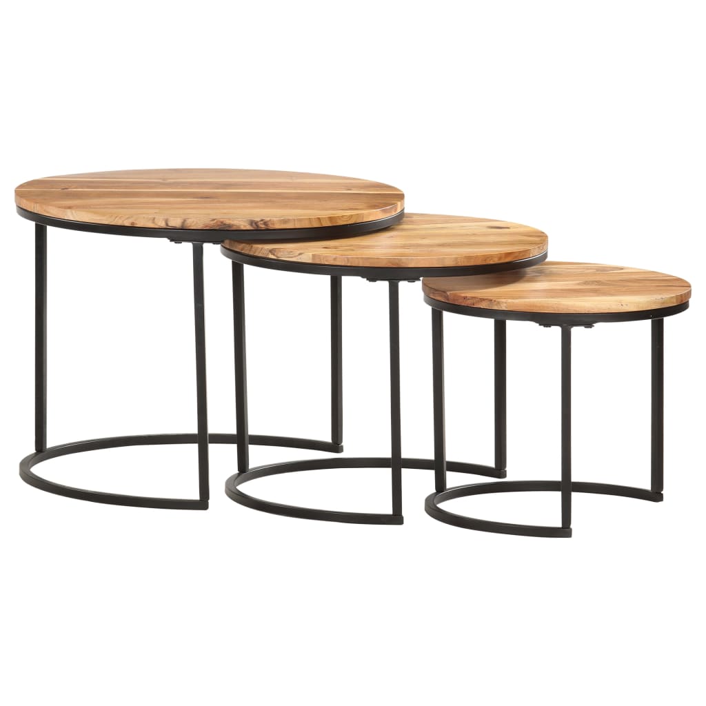 Sidebord Tre Stablebord 3 stk heltre akasie
