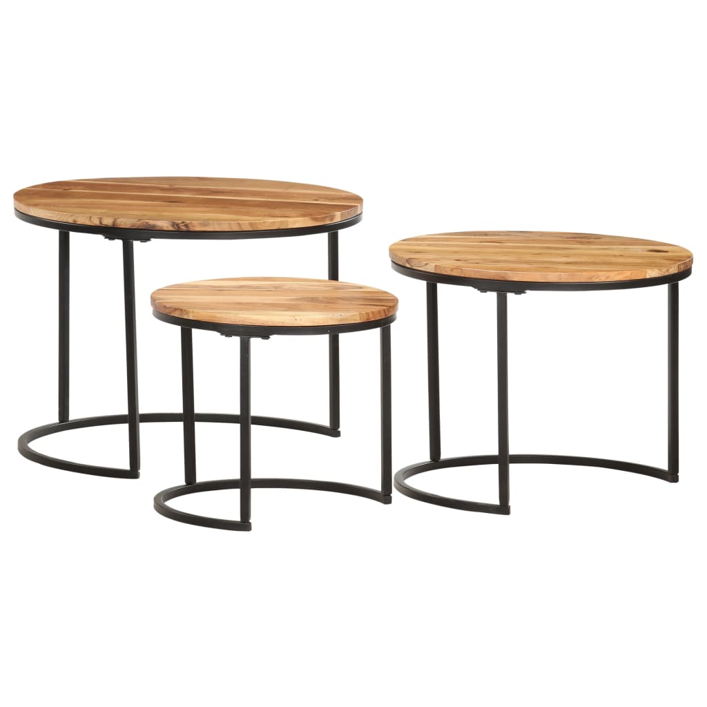 Sidebord Tre Stablebord 3 stk heltre akasie