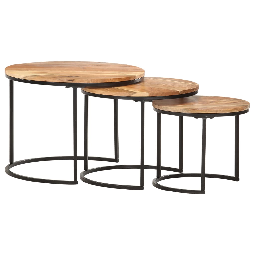 Sidebord Tre Stablebord 3 stk heltre akasie