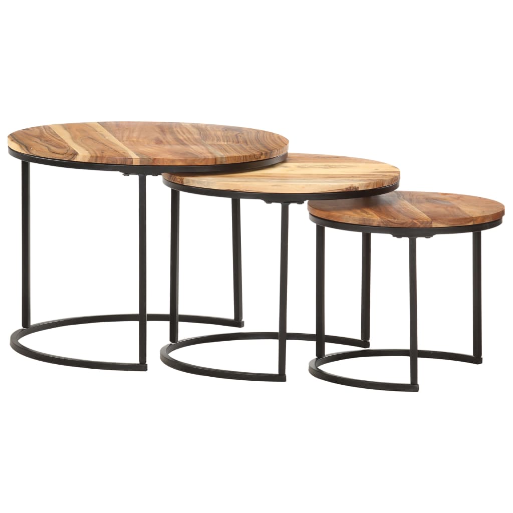 Sidebord Tre Stablebord 3 stk heltre akasie
