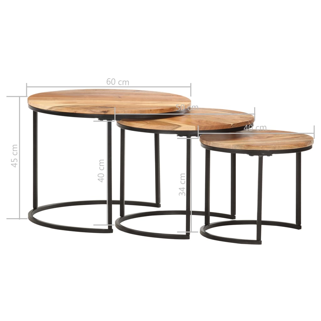 Sidebord Tre Stablebord 3 stk heltre akasie