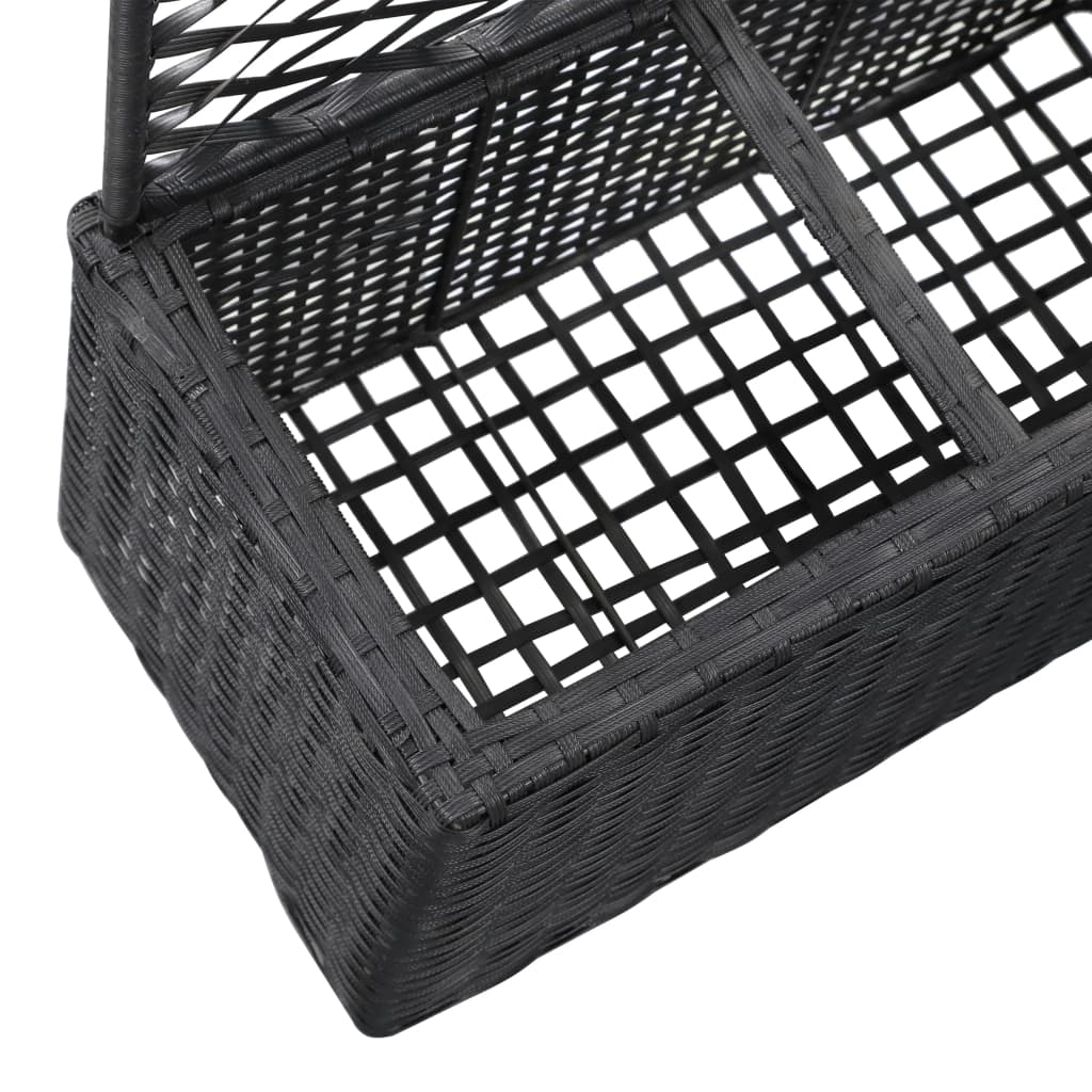 Høybed med espalier 3 potter 83x30x130 cm polyrotting svart