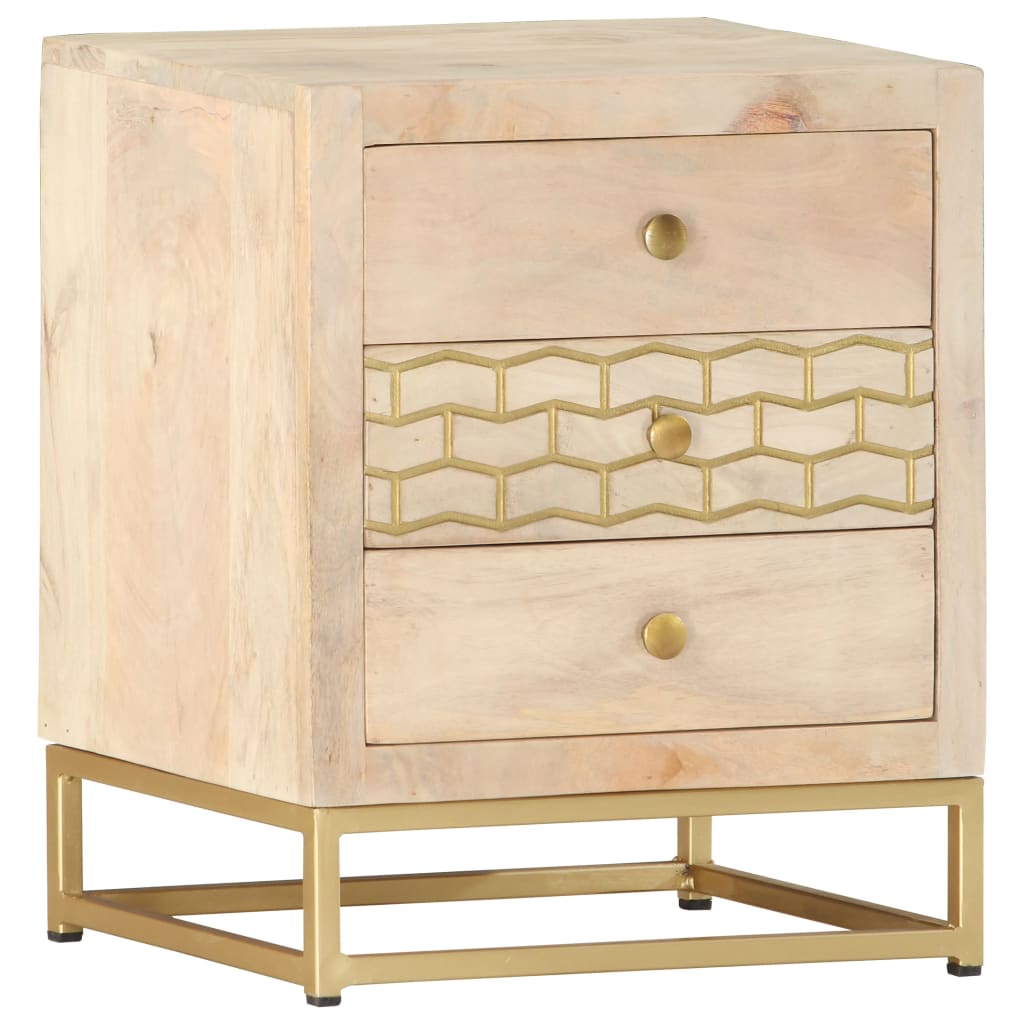 Nattbord Sengbord gull 40x30x50 cm heltre mango