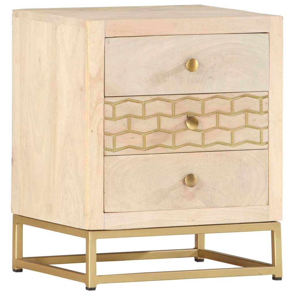 Nattbord Sengbord gull 40x30x50 cm heltre mango