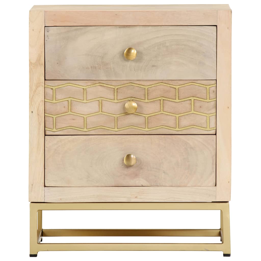Nattbord Sengbord gull 40x30x50 cm heltre mango