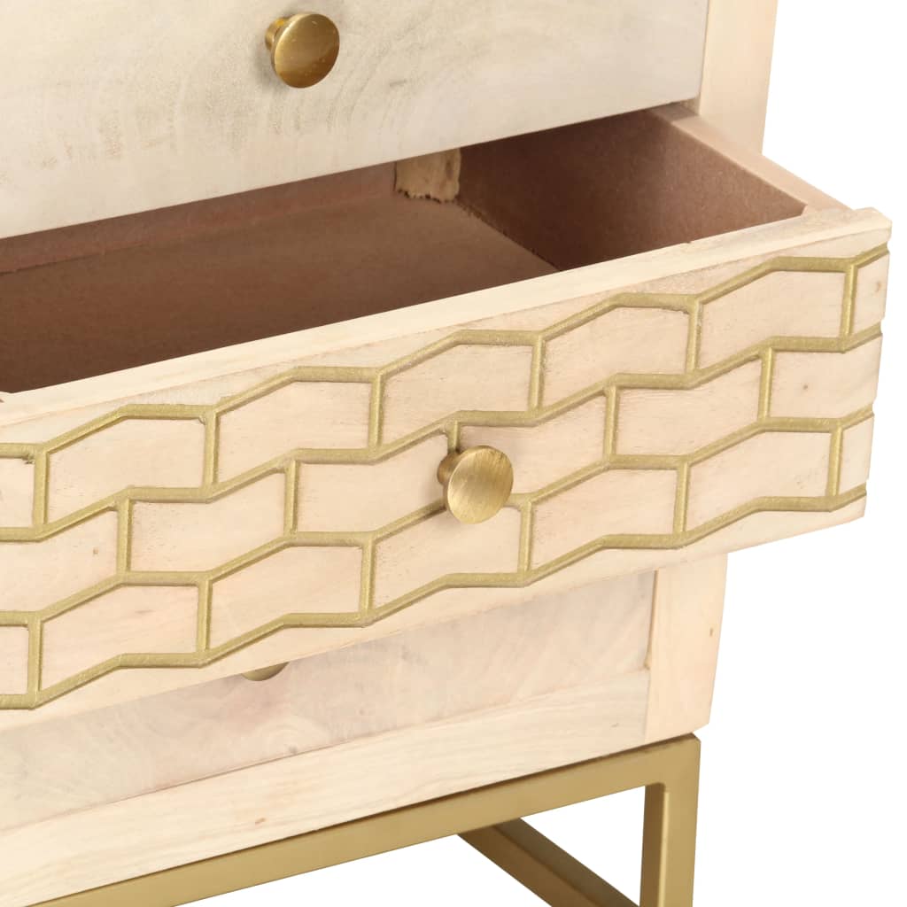 Nattbord Sengbord gull 40x30x50 cm heltre mango