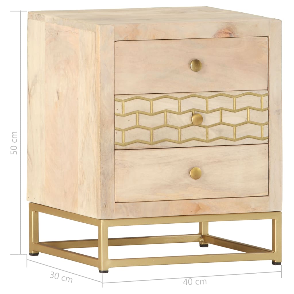 Nattbord Sengbord gull 40x30x50 cm heltre mango