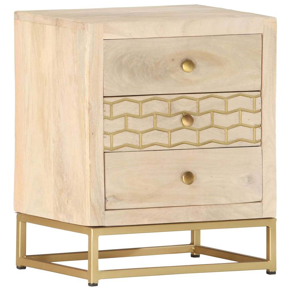 Nattbord Sengbord gull 40x30x50 cm heltre mango
