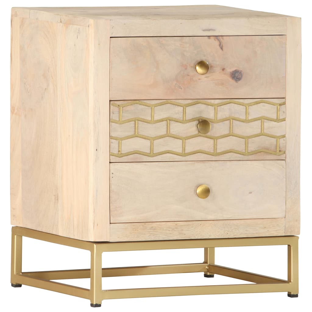 Nattbord Sengbord gull 40x30x50 cm heltre mango