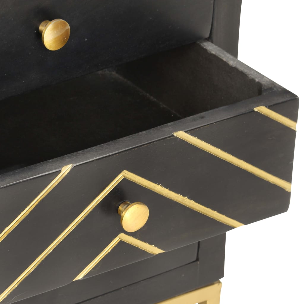 Nattbord Sengbord Svart og gull 40x30x50 cm heltre mangotre