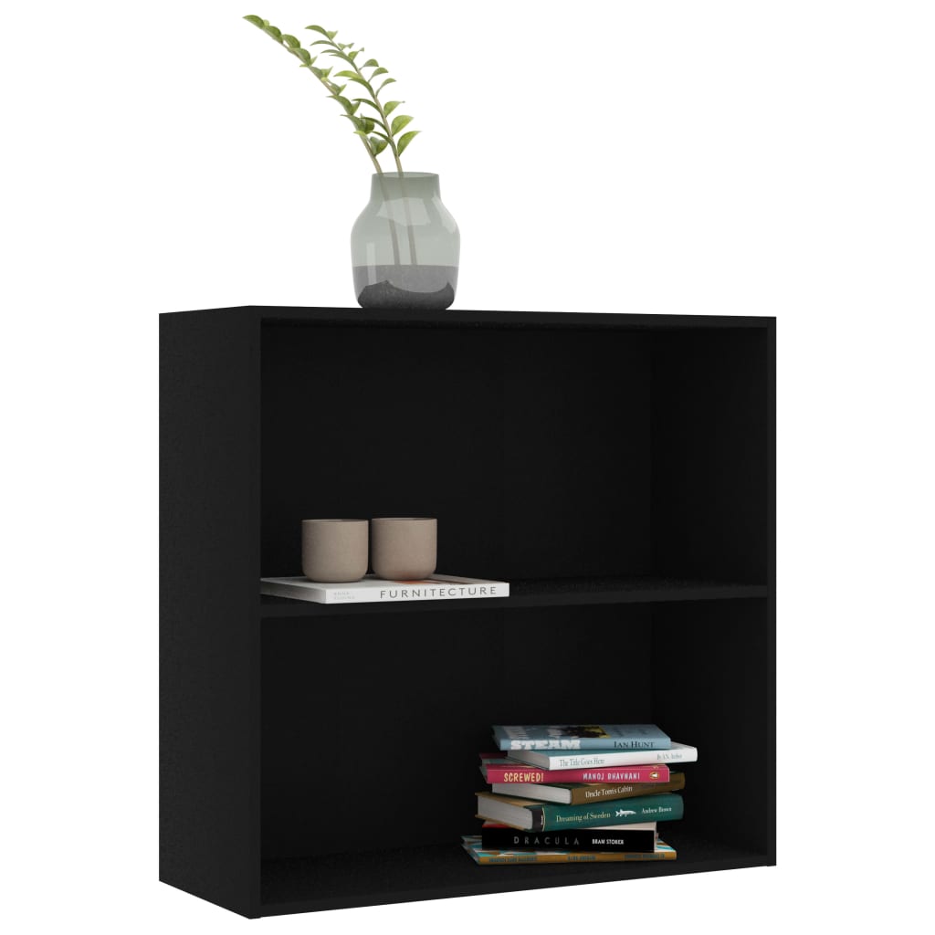 Bokhylle svart 80x30x76,5 cm konstruert tre