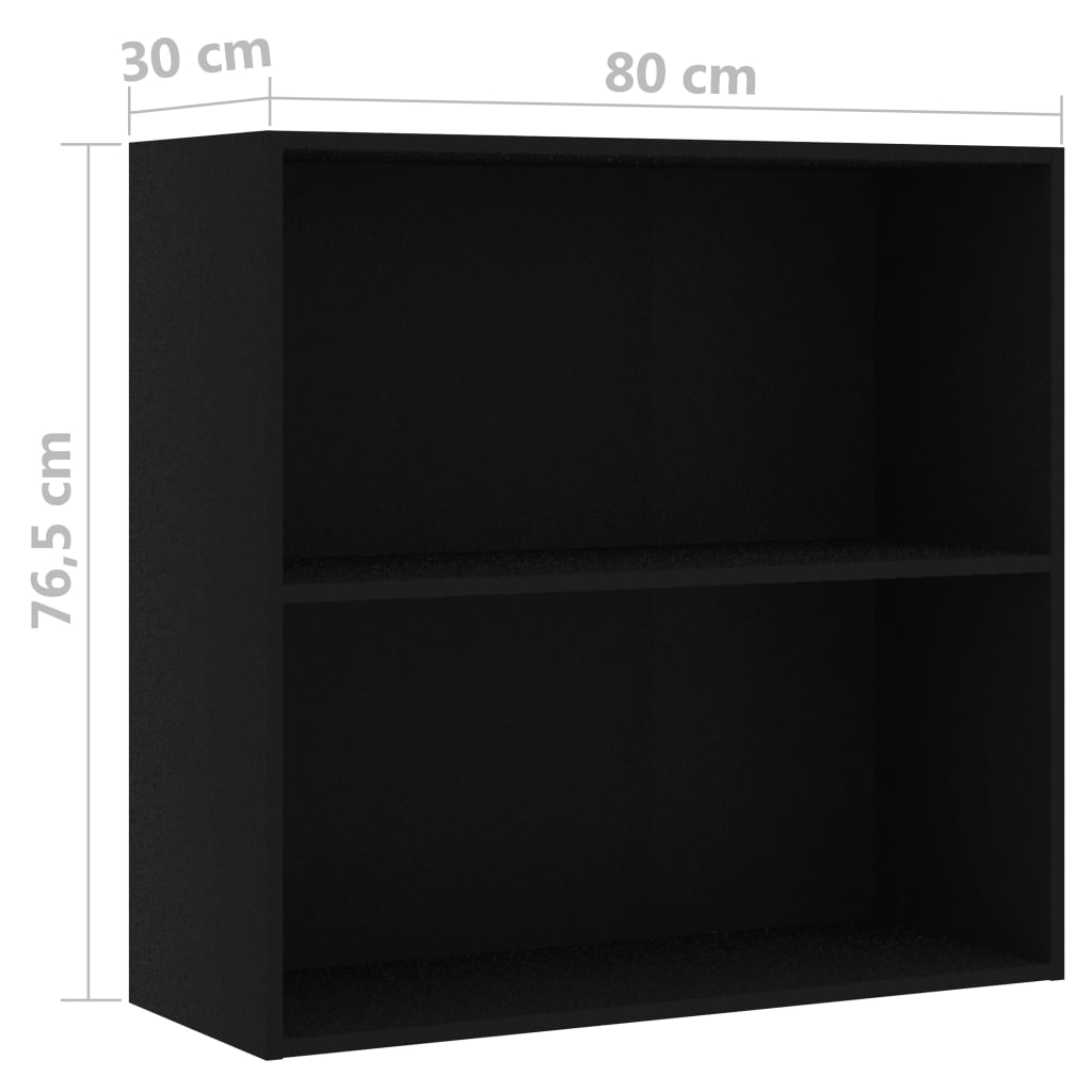Bokhylle svart 80x30x76,5 cm konstruert tre