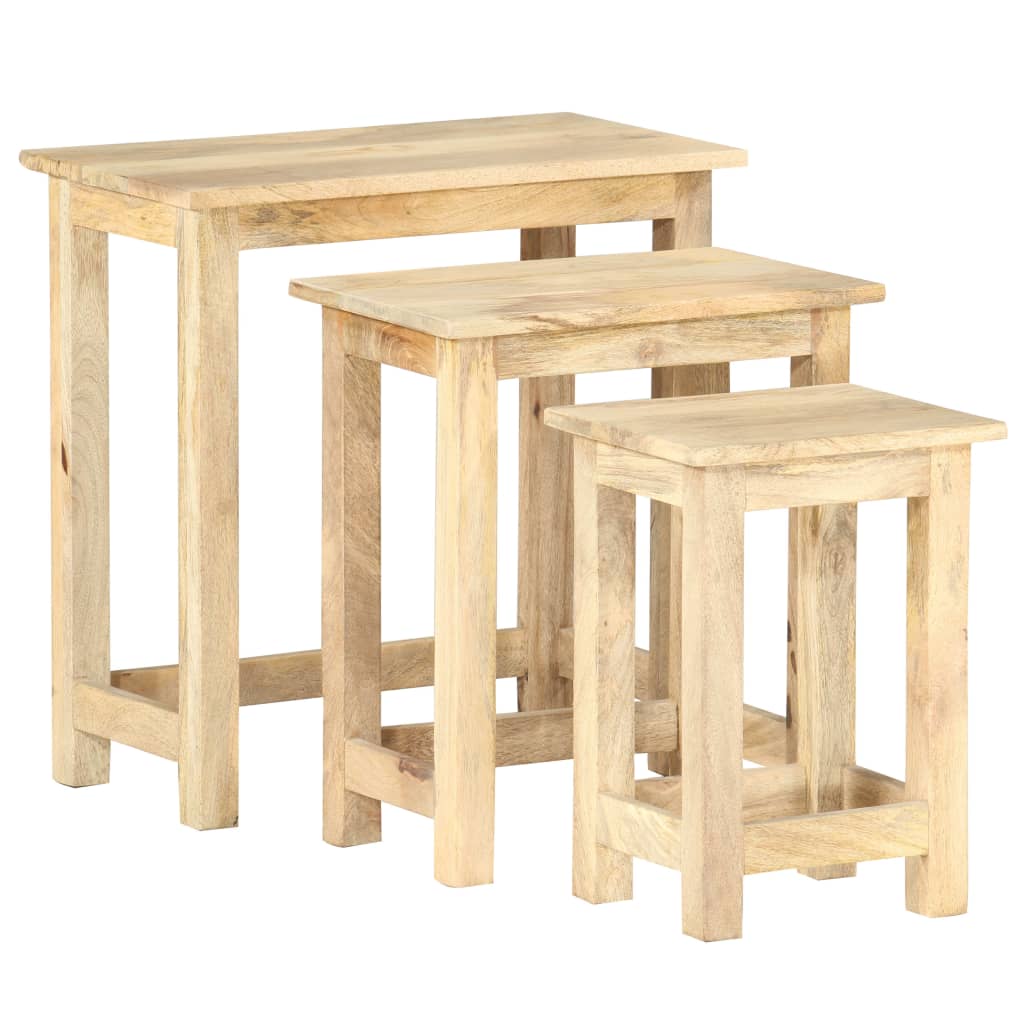 Sidebord Tre Stablebord 3 stk heltre mango
