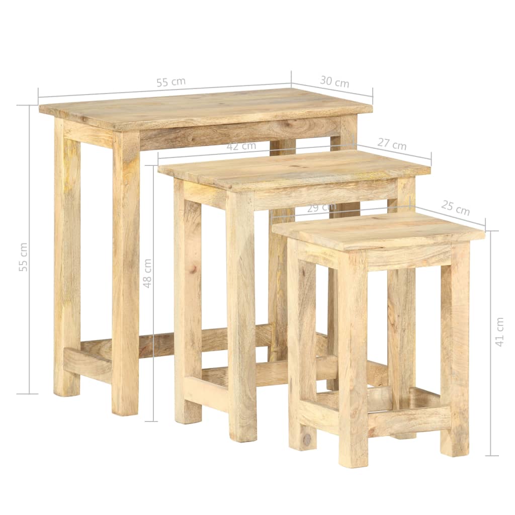 Sidebord Tre Stablebord 3 stk heltre mango
