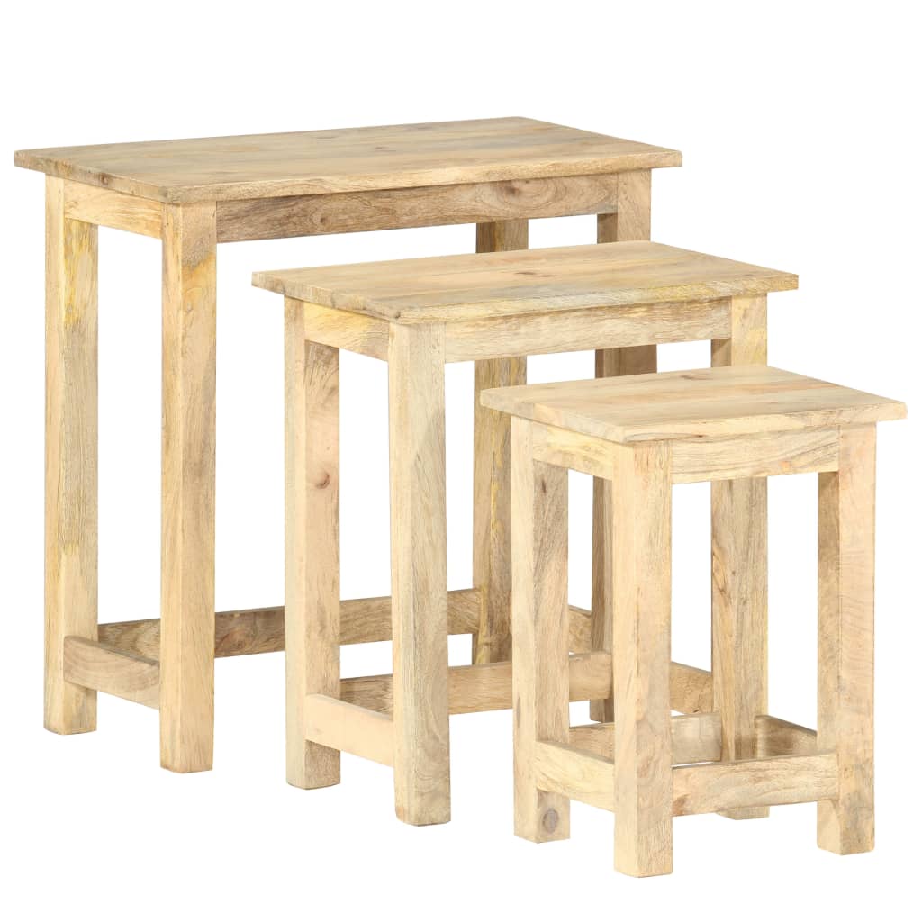 Sidebord Tre Stablebord 3 stk heltre mango