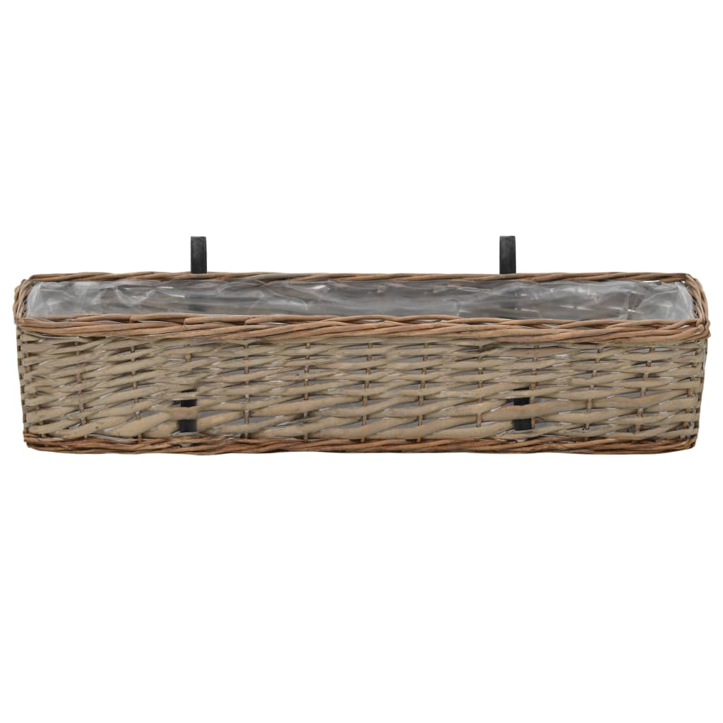 Balkongkasse 2 stk flettekurv med PE-fôring 80 cm