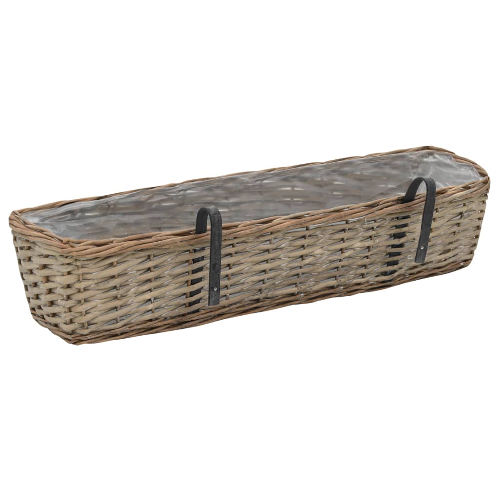 Balkongkasse 2 stk flettekurv med PE-fôring 80 cm