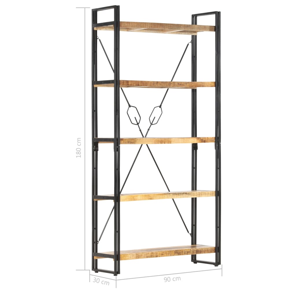 Bokhylle Tre 5 etasjer 90x30x180 cm heltre mango