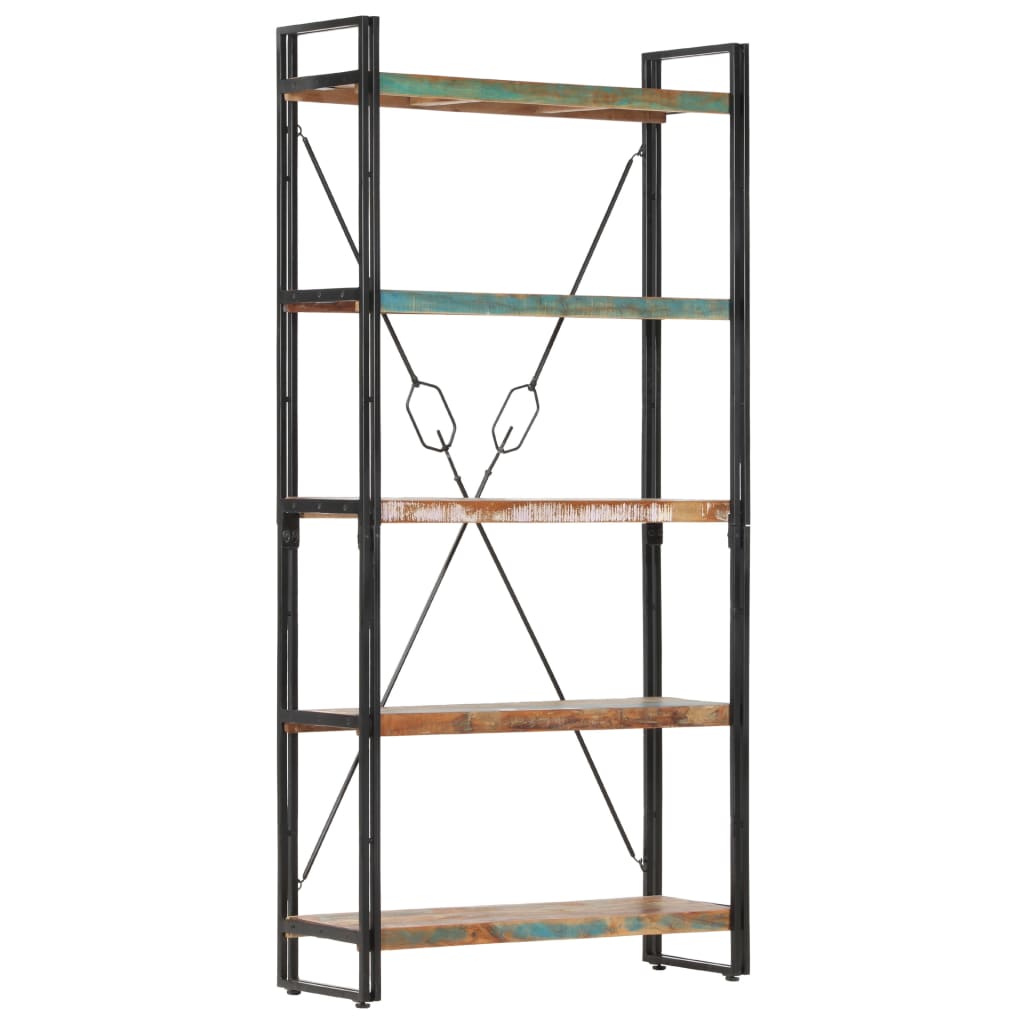 Bokhylle Tre 5 etasjer 90x30x180 cm gjenvunnet heltre
