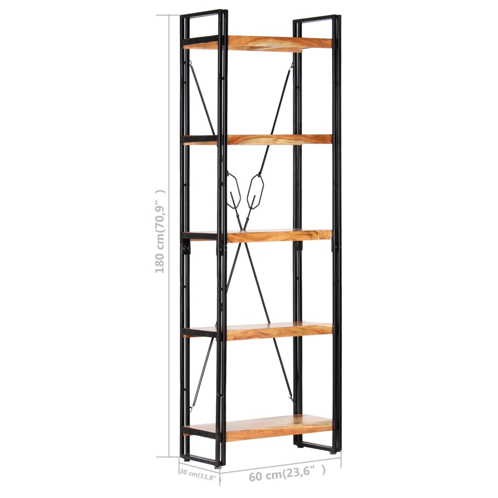 Bokhylle Tre 5 etasjer 60x30x180 cm heltre akasie