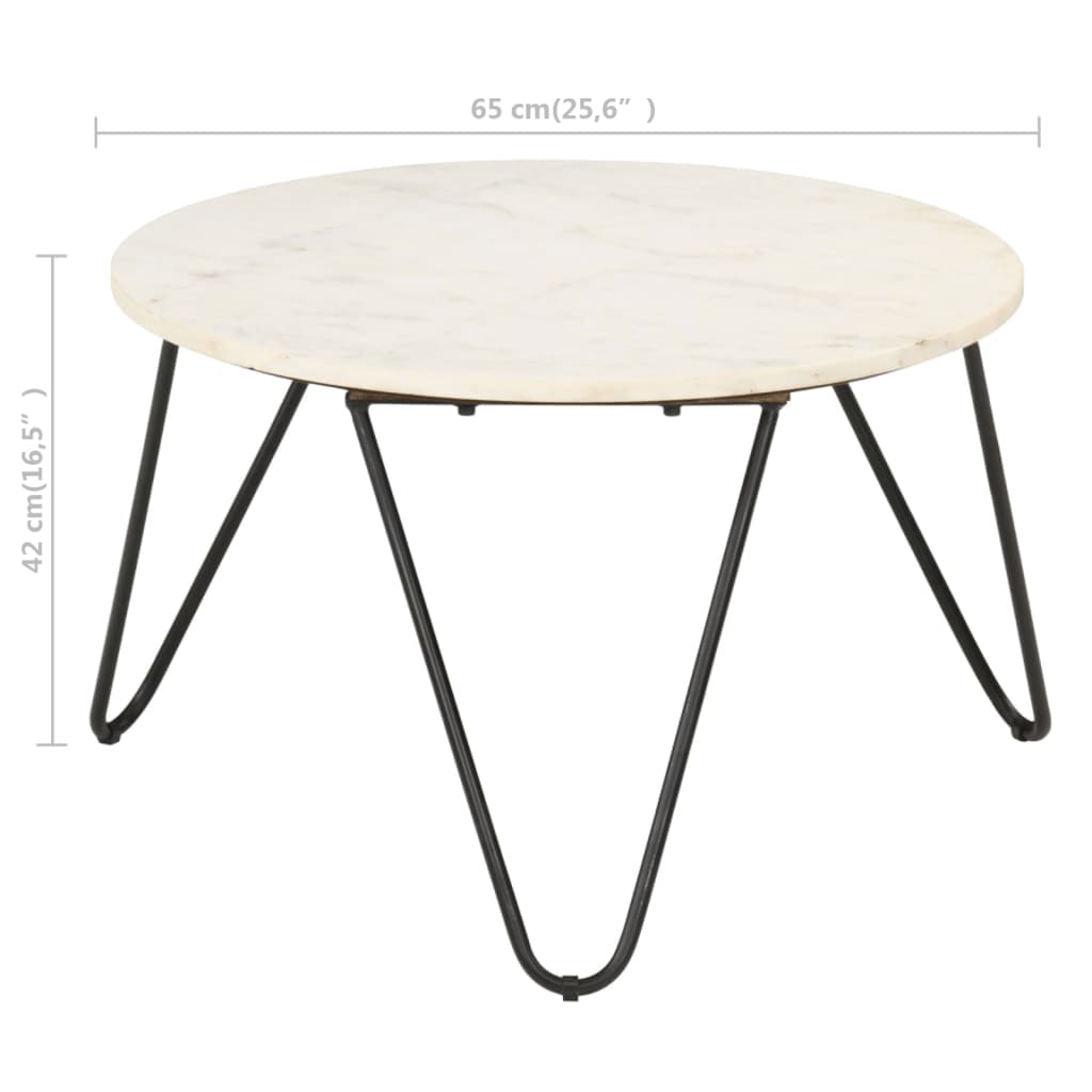 Salongbord Sofabord Hvit 65x65x42 cm ekte stein med marmorstruktur