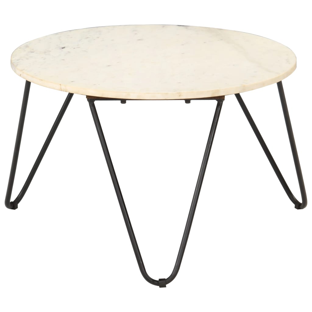 Salongbord Sofabord Hvit 65x65x42 cm ekte stein med marmorstruktur
