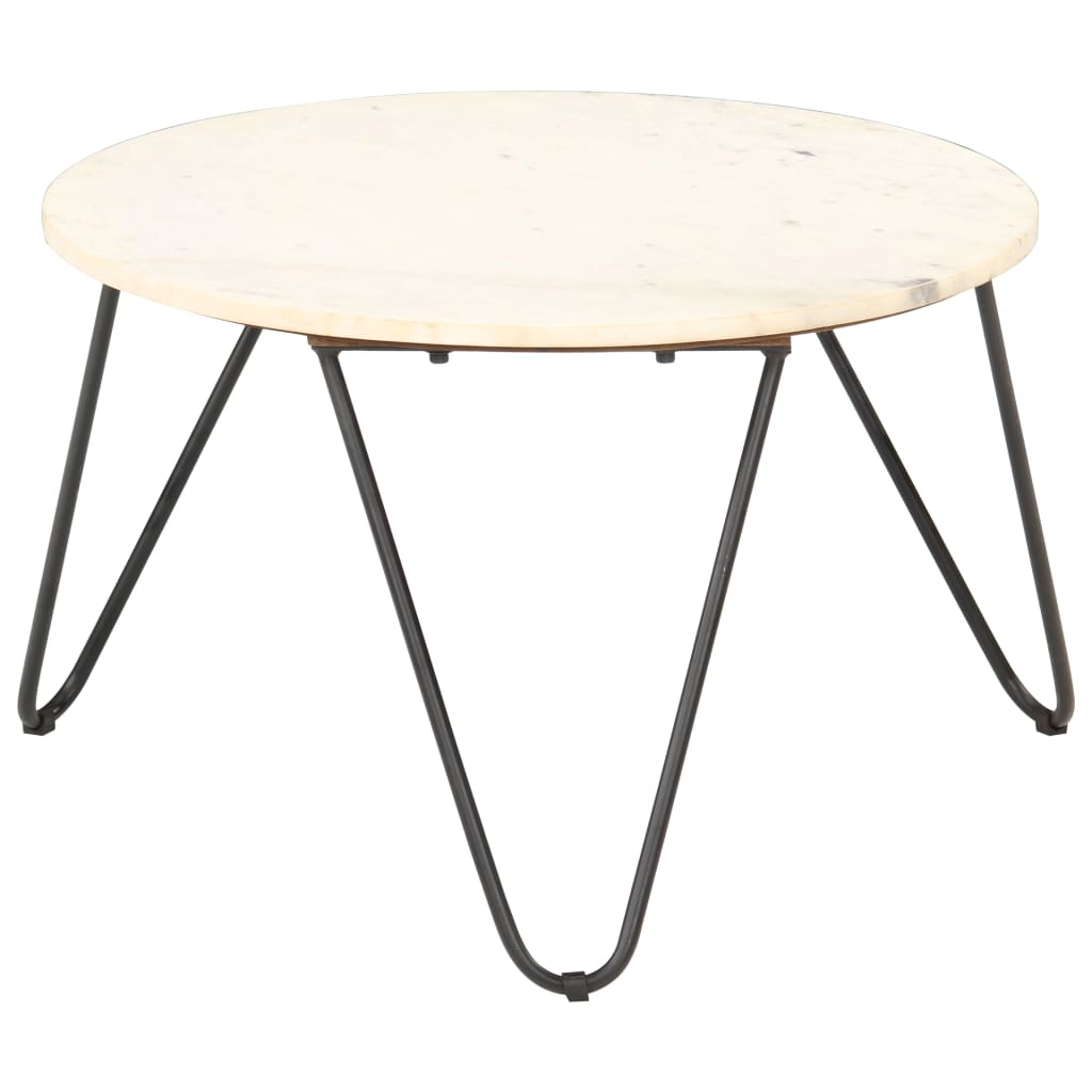 Salongbord Sofabord Hvit 65x65x42 cm ekte stein med marmorstruktur