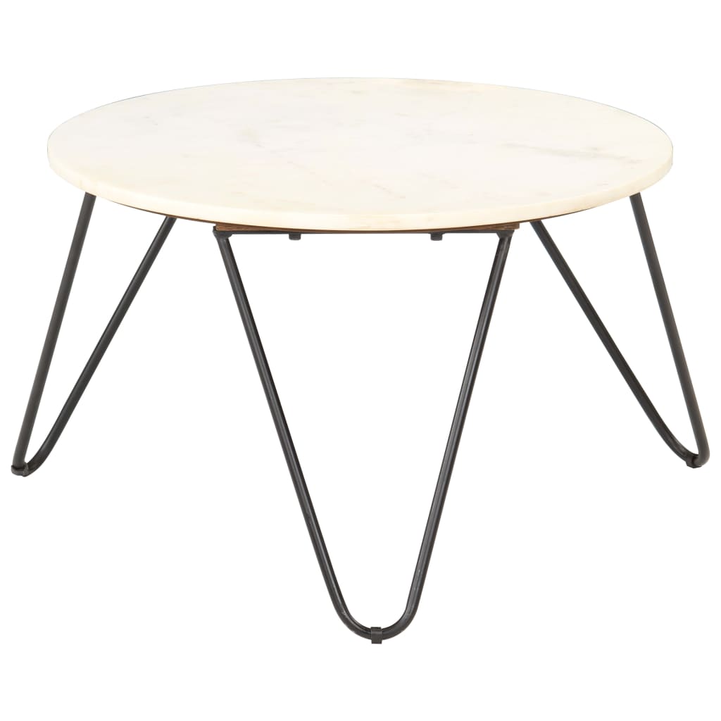Salongbord Sofabord Hvit 65x65x42 cm ekte stein med marmorstruktur