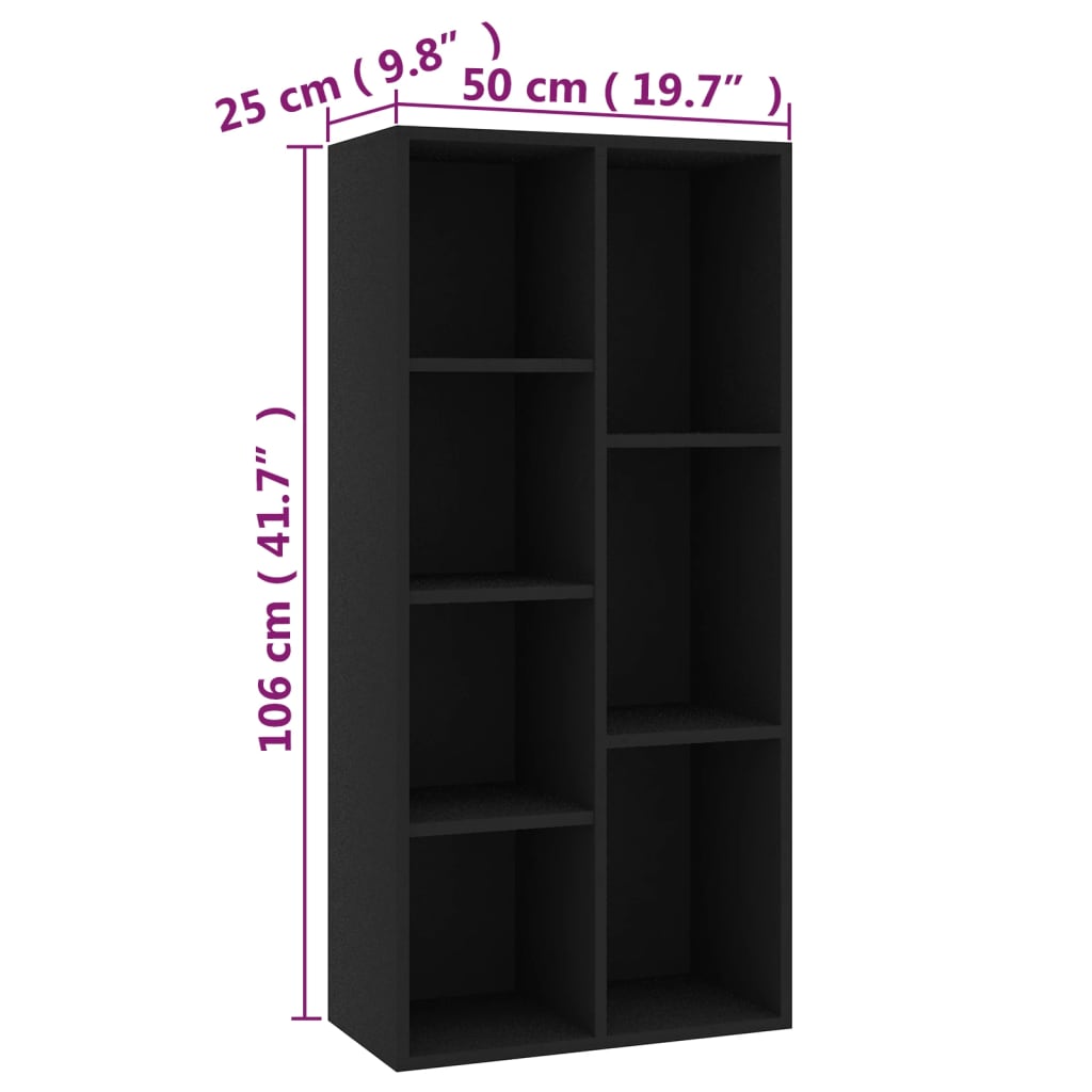 Bokhylle Svart 50x25x106 cm