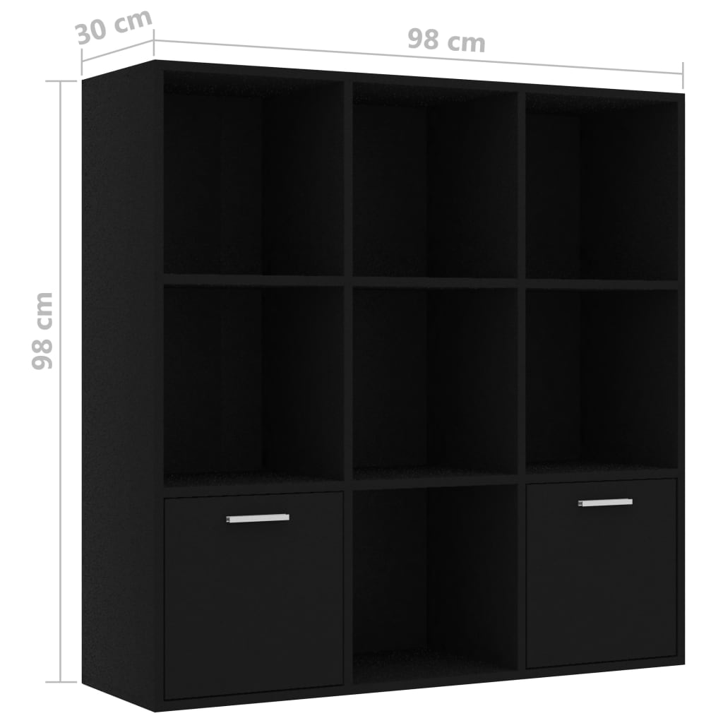 Bokhylle Svart 98x30x98 cm
