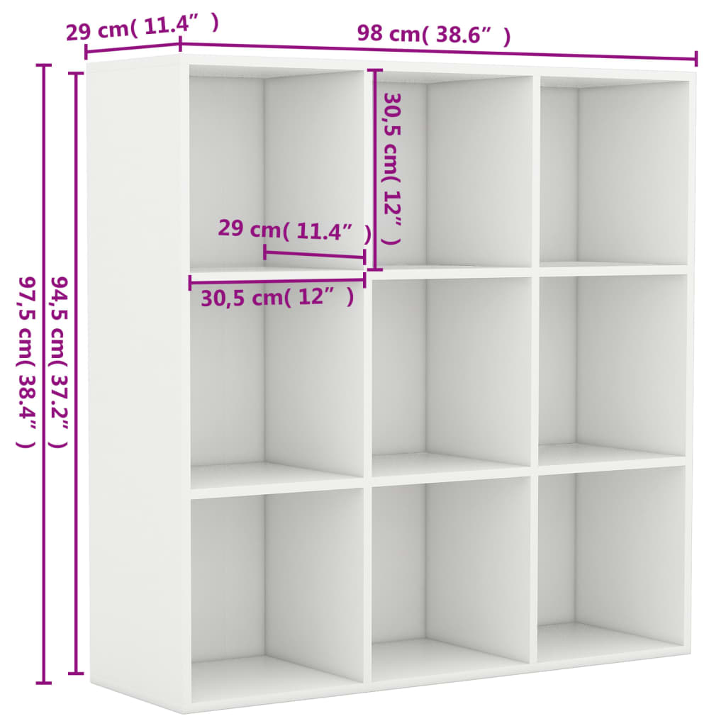 Bokhylle Hvit 98x29x97,5 cm