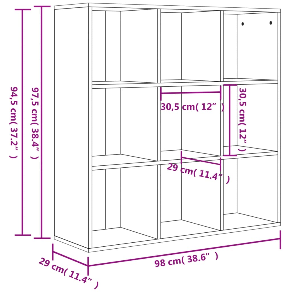 Bokhylle Sonoma Eik 98x29x97,5 cm