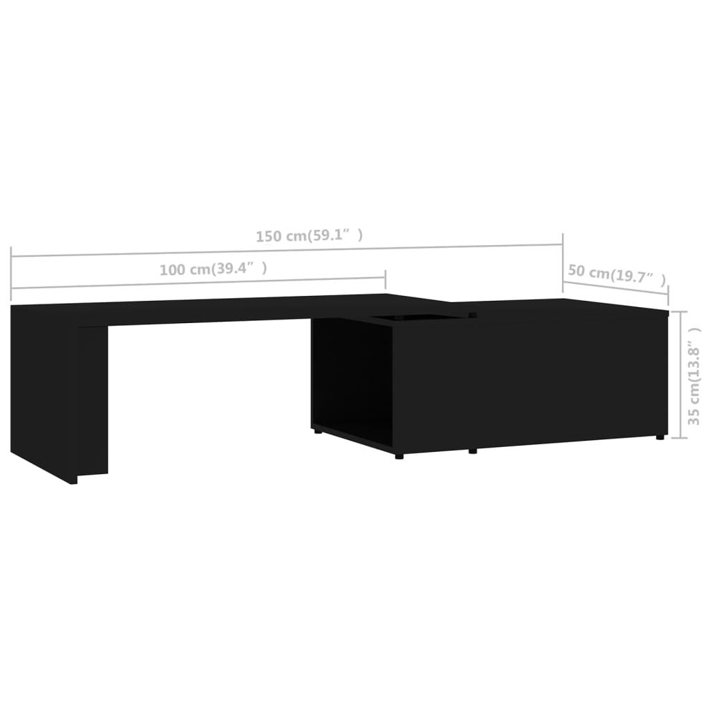 Salongbord Sofabord Svart 150x50x35 cm