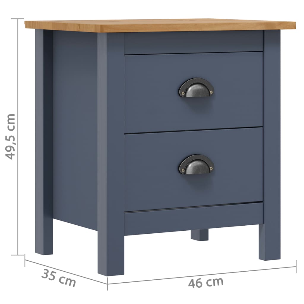 Nattbord Sengbord Grå Hill 46x35x49,5 cm heltre furu