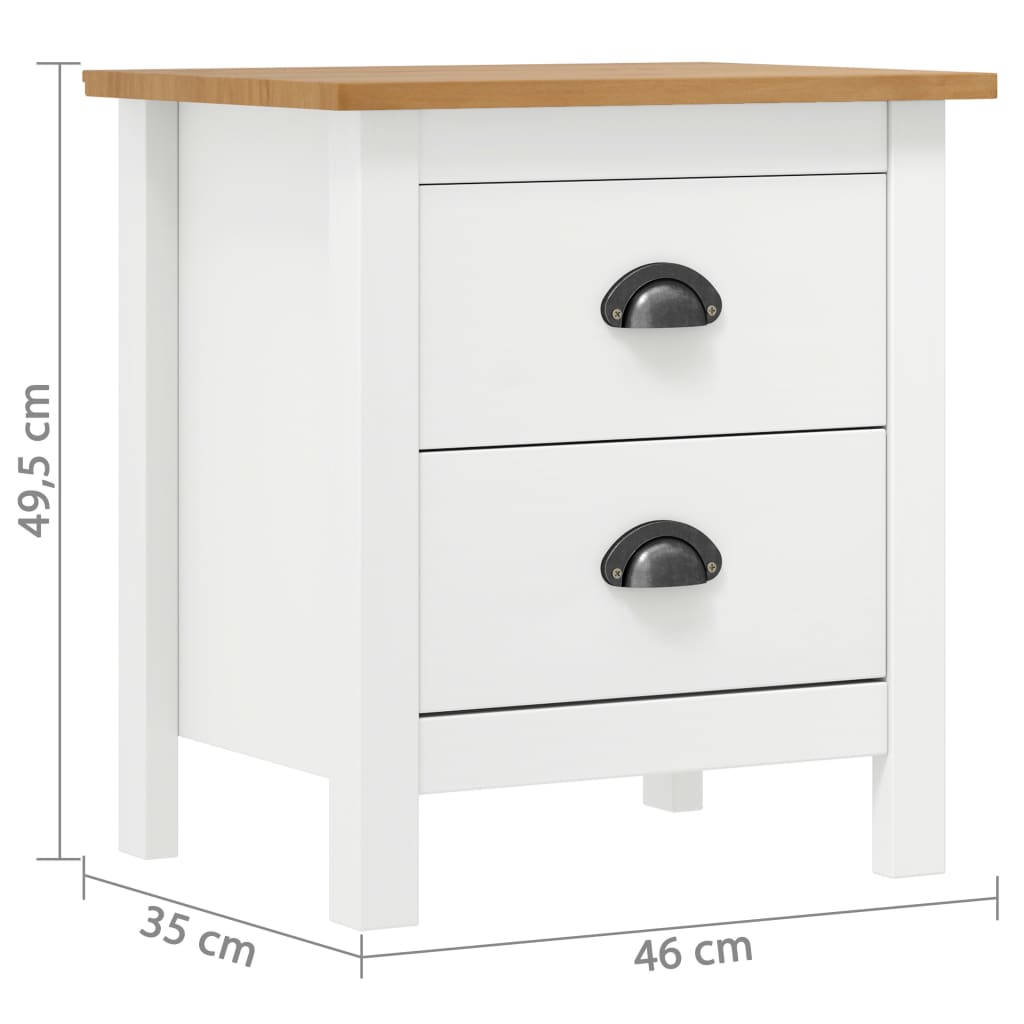 Nattbord Sengbord Hvit Hill 46x35x49,5 cm heltre furu