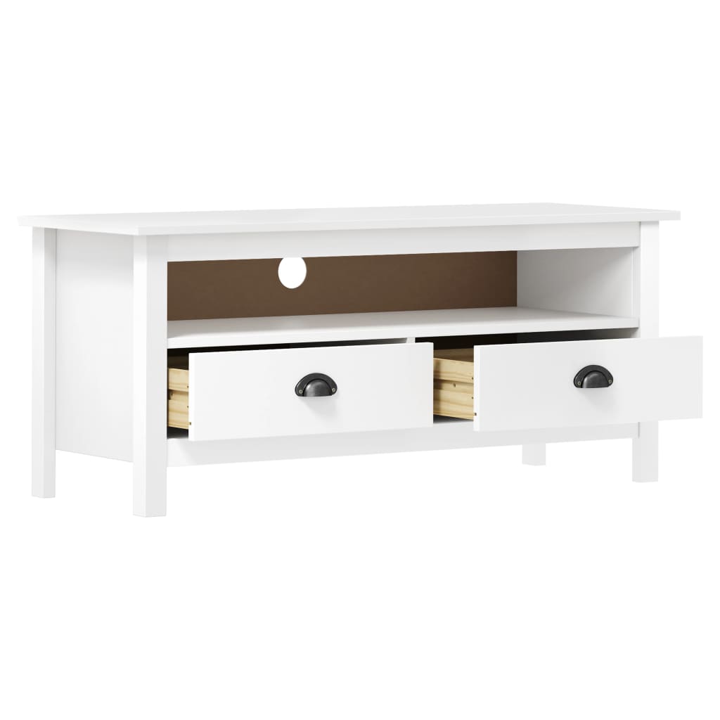 TV-Møbel Hvit TV-benk Hill 110x40x47 cm heltre furu