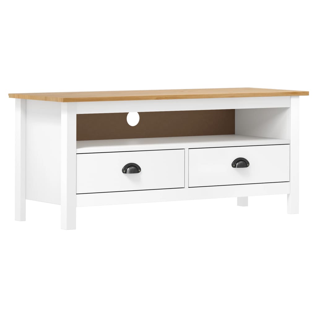 TV-Møbel Hvit TV-benk Hill 110x40x47 cm heltre furu
