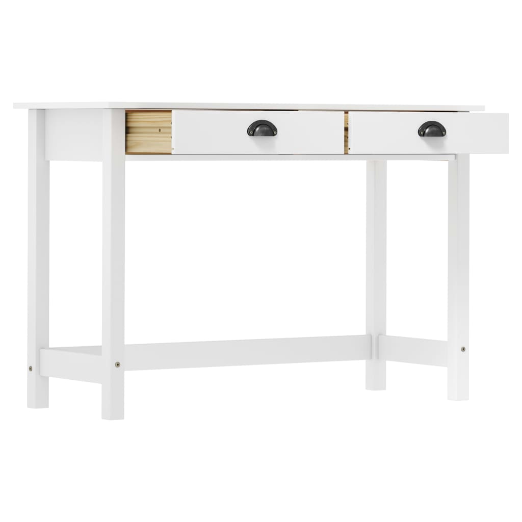 Avlastningsbord konsollbord Hvit Hill med 2 skuffer 110x45x74 cm heltre furu