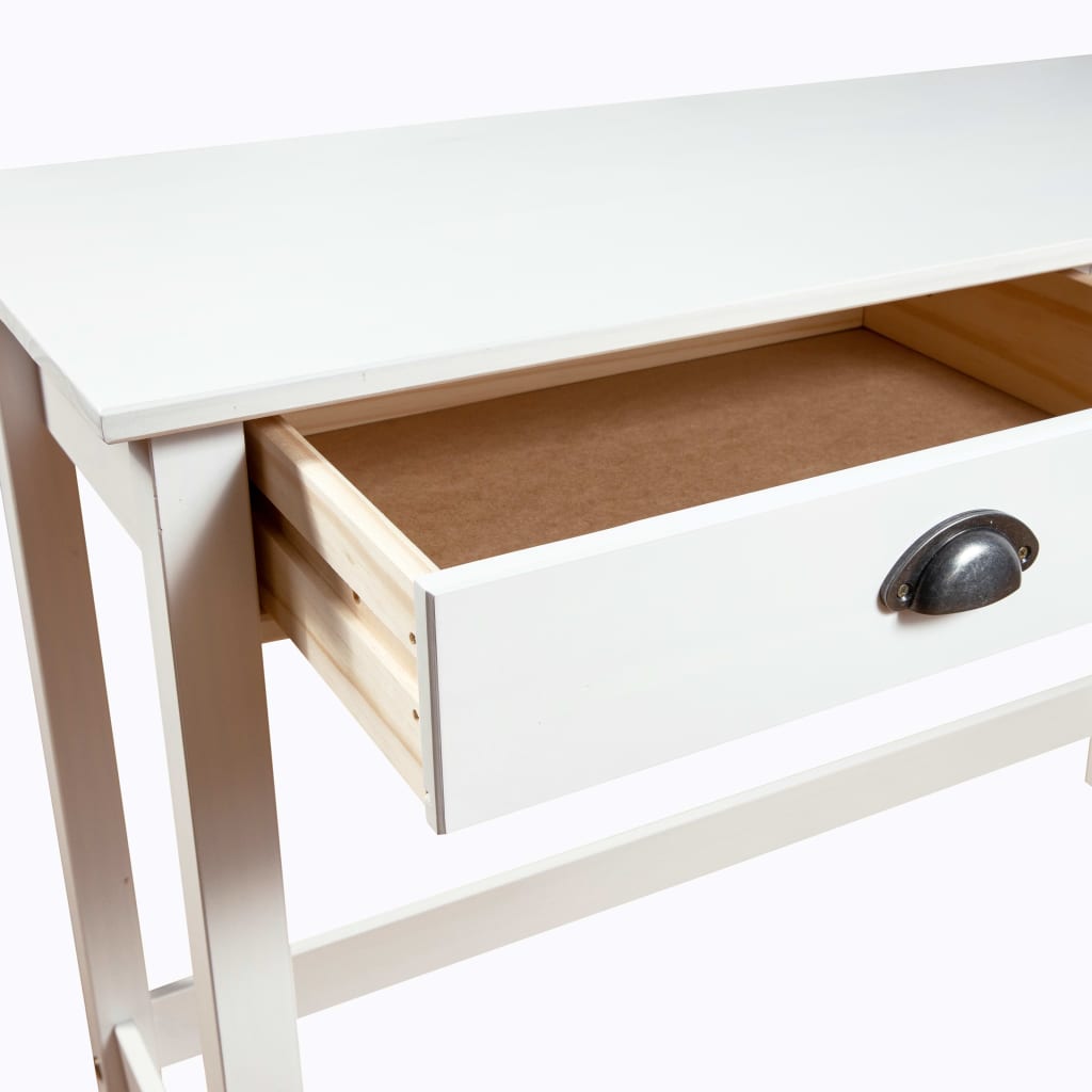 Avlastningsbord konsollbord Hvit Hill med 2 skuffer 110x45x74 cm heltre furu