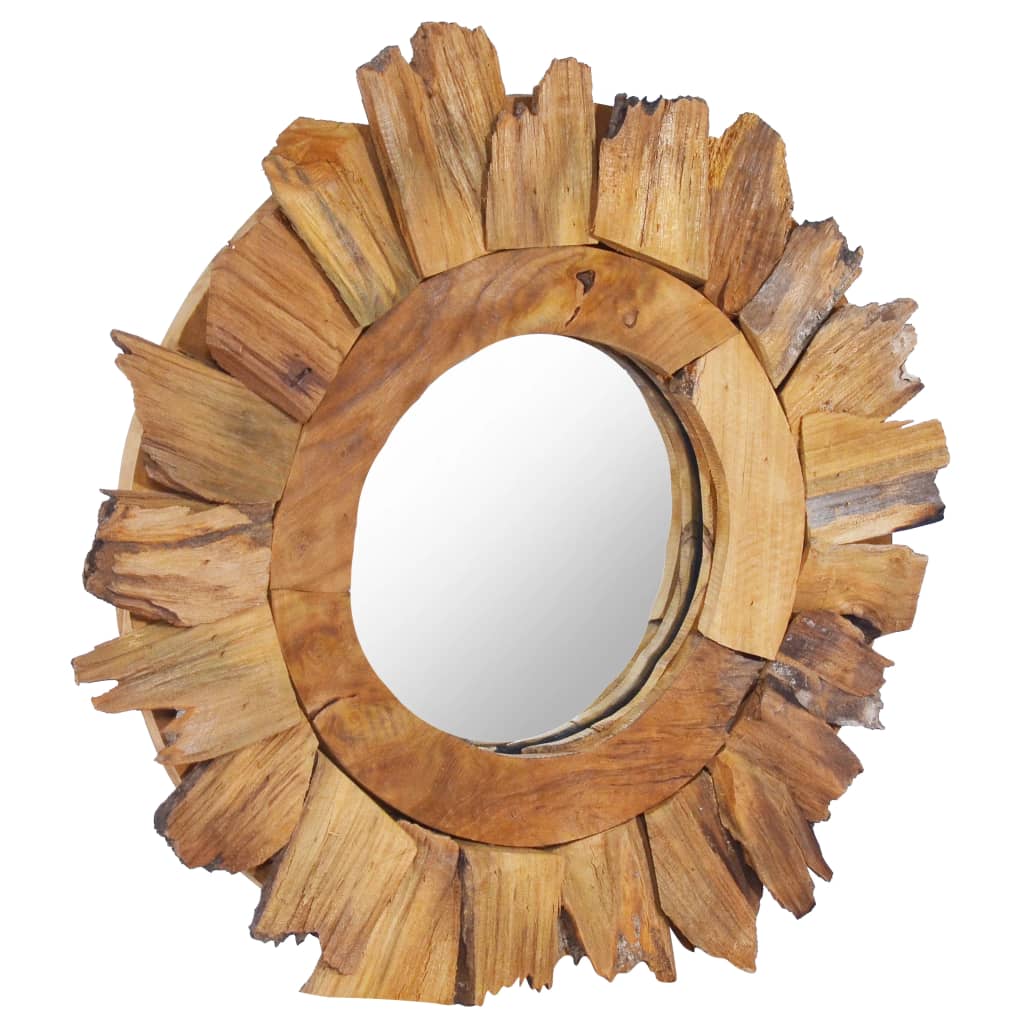 Veggspeil teak 40 cm rund