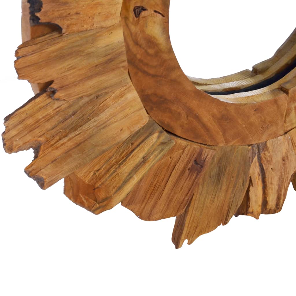 Veggspeil teak 40 cm rund