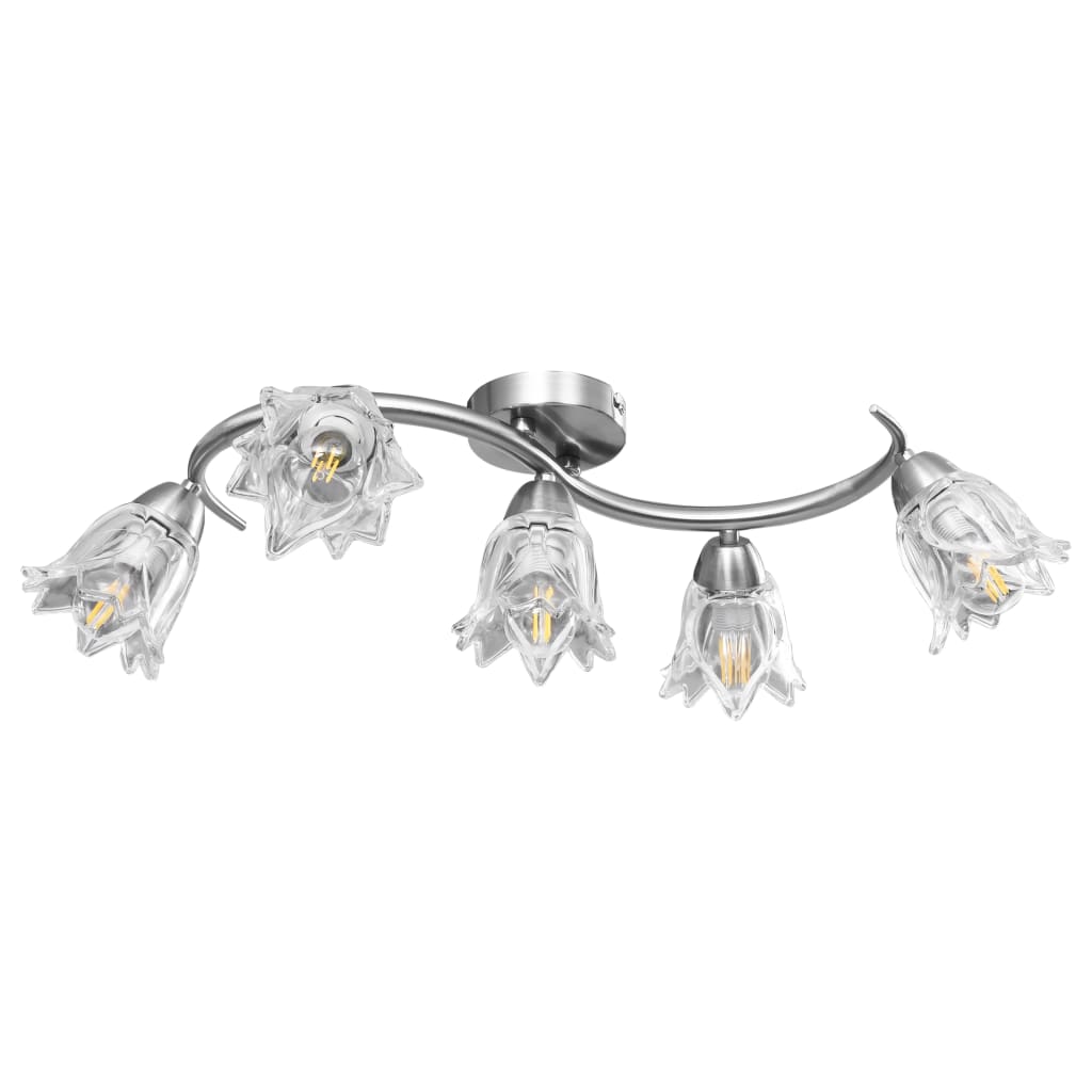 Taklampe gjennomsiktige glasskjermer for 5 E14 lyspærer tulipan