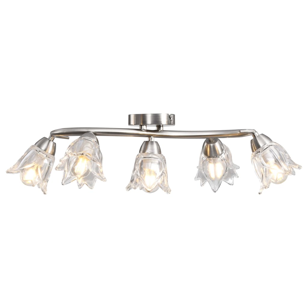 Taklampe gjennomsiktige glasskjermer for 5 E14 lyspærer tulipan