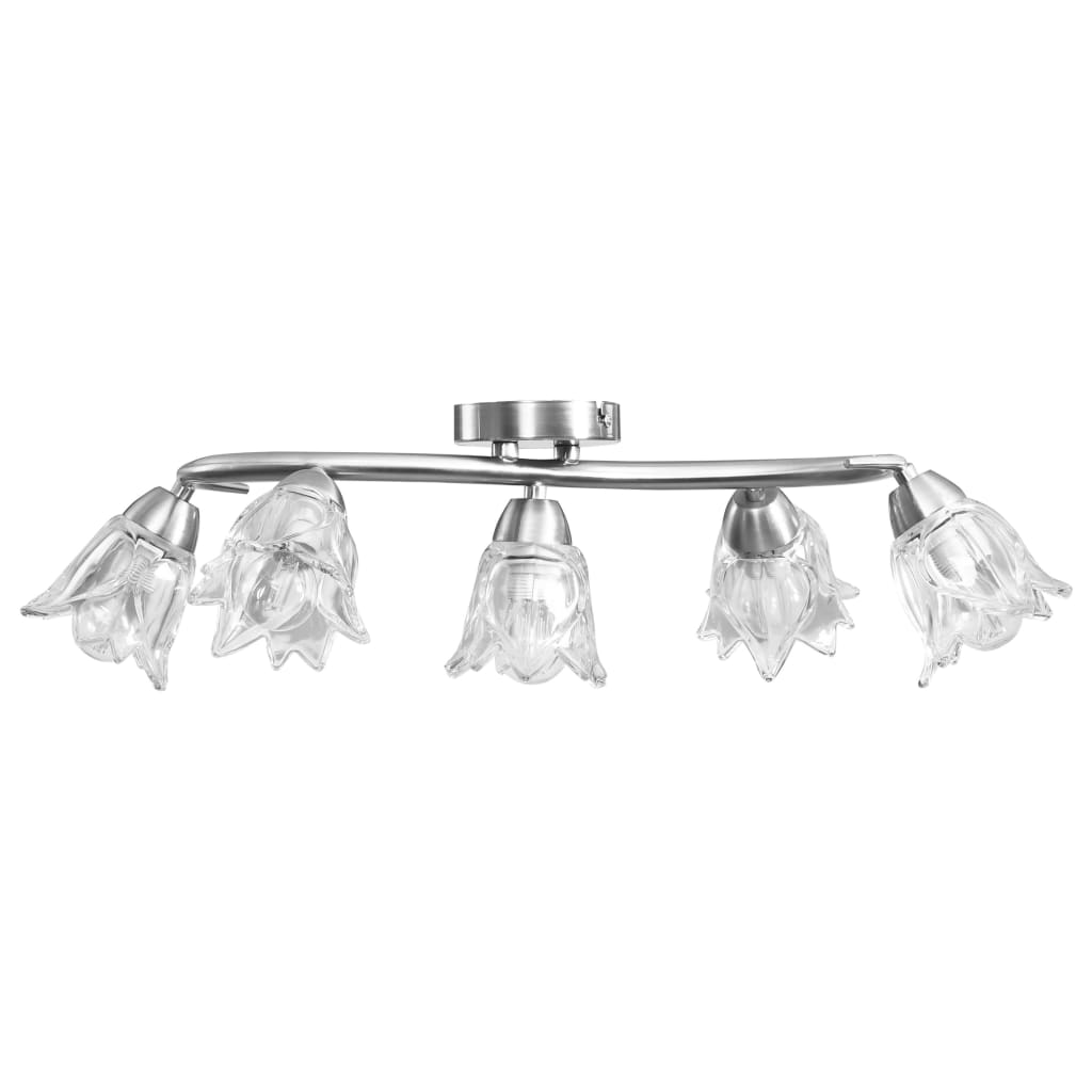 Taklampe gjennomsiktige glasskjermer for 5 E14 lyspærer tulipan