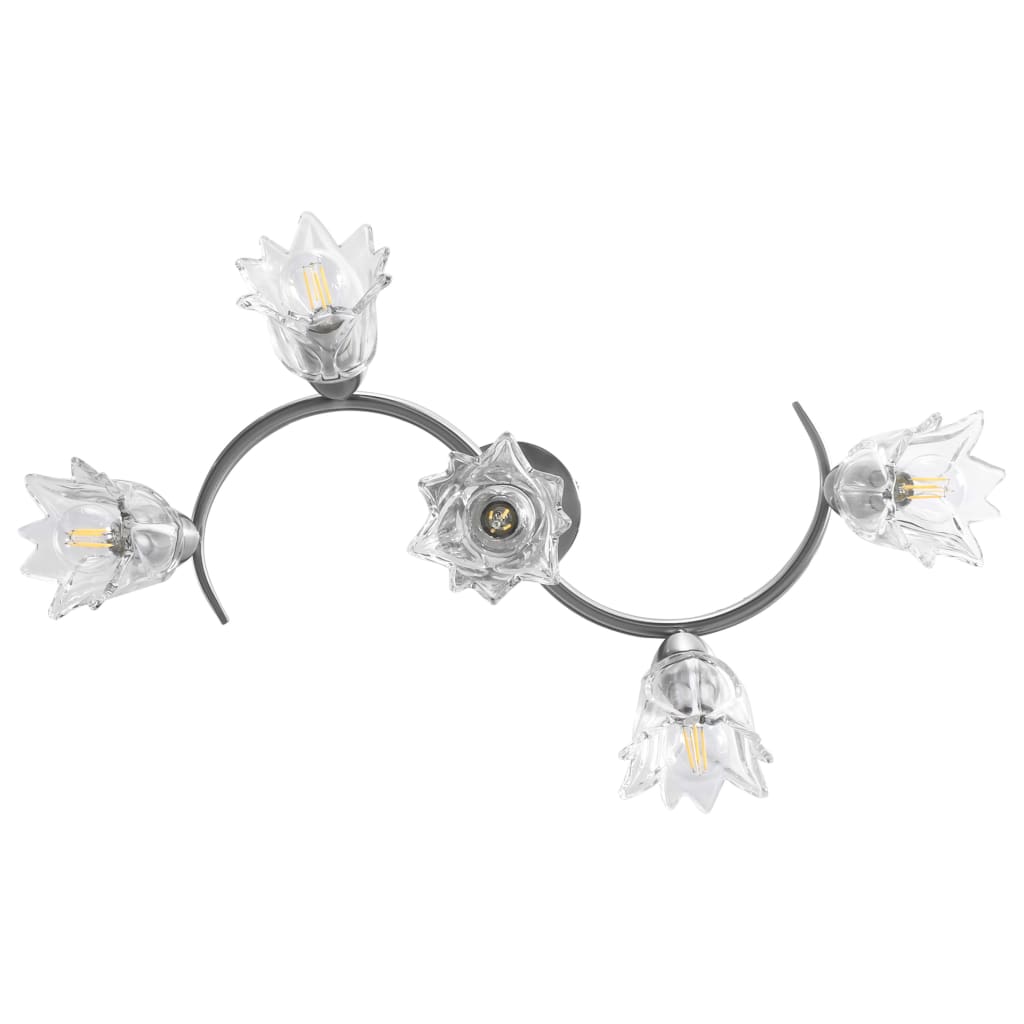 Taklampe gjennomsiktige glasskjermer for 5 E14 lyspærer tulipan