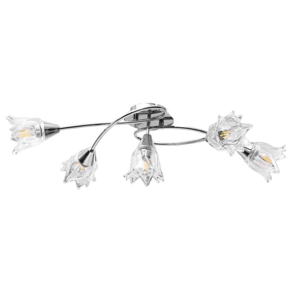 Taklampe gjennomsiktige glasskjermer for 5 E14 lyspærer tulipan