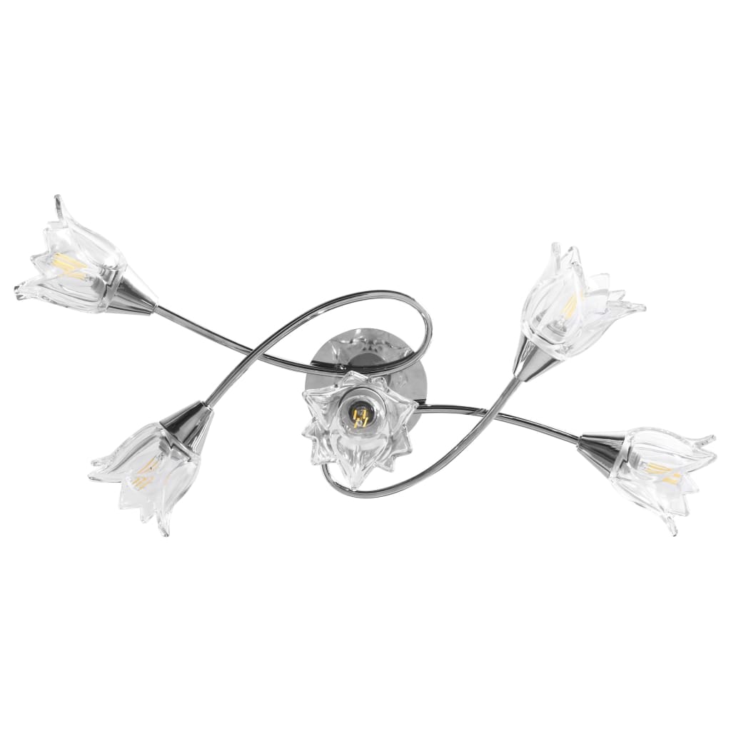 Taklampe gjennomsiktige glasskjermer for 5 E14 lyspærer tulipan