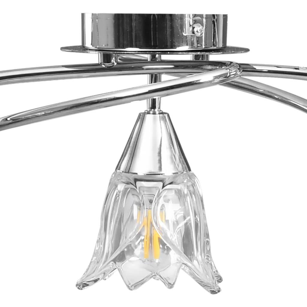 Taklampe gjennomsiktige glasskjermer for 5 E14 lyspærer tulipan