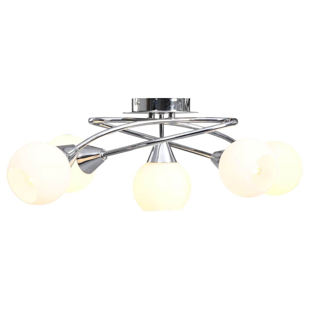 Taklampe keramikkskjermer for 5 E14 lyspærer Hvit kule